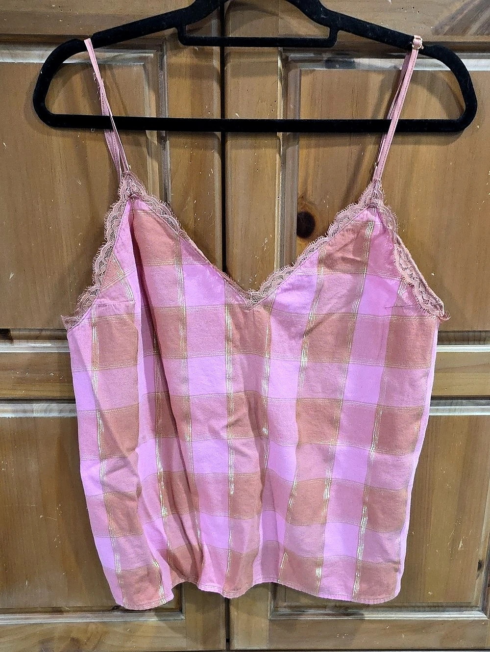 Victoria's Secret Pink Checkered Lace Camisole XL